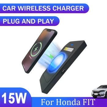 Car QI безжично зарядно 15w бързо зареждане плоча телефон титуляр безжично зарядно за телефон За Honda Jazz FIT 2018 2019 Аксесоари за кола