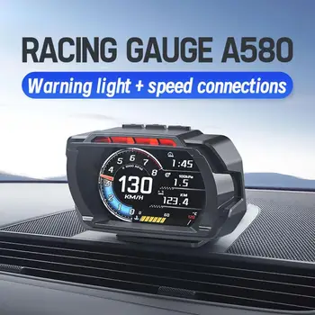 A580 OBD2 Car HUD Head Up дисплей Интелигентна кола Вода & масло Temp Турбо RPM габарит цифрова скорост напрежение автометър за повечето превозни средства