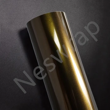 Най-високо качество PET Midnight Gold винилова обвивка (PET Liner) Ултра гланцова боя Метална винилова обвивка За качество на облепяне на автомобили Гаранция