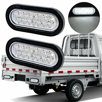 2Pcs 6 инчов овален бял 22 LED камион обратни задни светлини за камион ремарке предупредителна светлина прозрачна дневна светлина