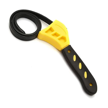 1 парче 6 инчов многофункционален гаечен ключ за колан регулируем маслен филтър отварачка за бутилки Авто ремонт филтър с двойно предназначение гаечен ключ жълт