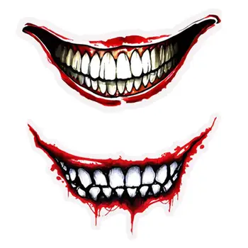 Кръвни стикери Хелоуин самозалепващи Страховита усмивка зъби Decal фалшива краста кръв грим Хелоуин декорация страшно нараняване стикер