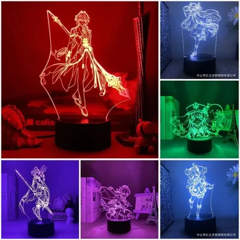 Genshin Impact Yae Miko Hu Tao Scaramouche Game фигура 3d Led лампа за спалня Kazuha Tighnari акрилни нощни светлини подарък