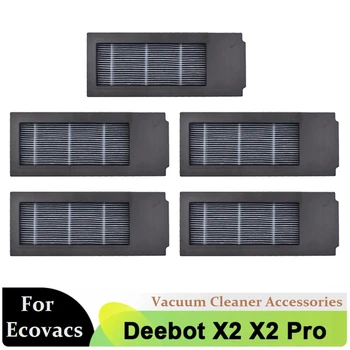 5 парче Hepa филтър черна пластмаса за Ecovacs Deebot X2 Omni / X2 Pro / X2 робот вакуум аксесоари