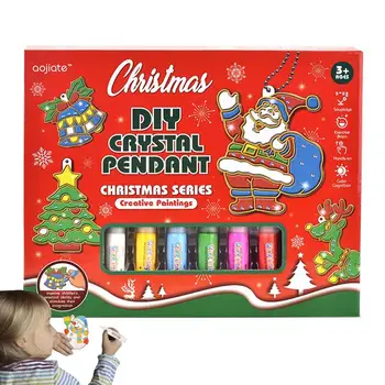 Мазилка занаяти за боядисване на деца приятелски Коледа без печене Paint вашите собствени комплекти стрес облекчение DIY кристал висулка комплект занаят