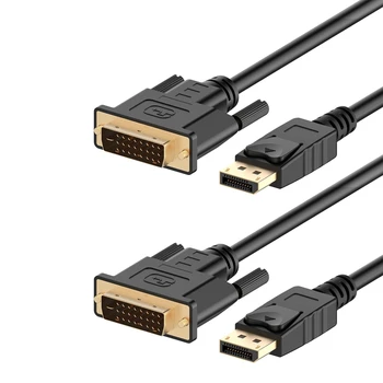 2X Displayport (DP) към DVI кабел, позлатен, 6 фута