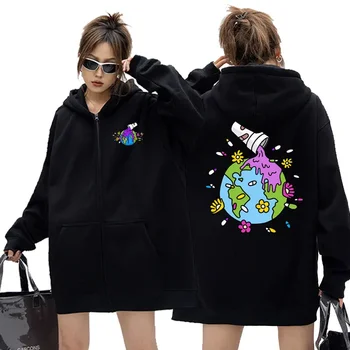 Rapper Juice Wrld 999 Art Graphic Zipper Hoodie Men Women Fashion Hip Hop Zip Up Sweatshirts Y2k Aesthetics Oversized Hoodies