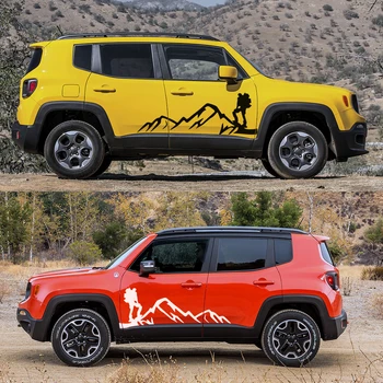 Планинско приключение Графики Странични стикери на вратата на колата Стайлинг за Jeep Renegade Auto Body Decor Vinyl Decals Car Tuning Accessories