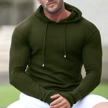 мускулна фитнес тренировка тренировка дълъг ръкав пуловер открит бягане тънък годни дълго качулка мъжки дрехи