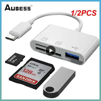 1/2PCS Type-C адаптер TF CF SD четец на карти с памет OTG Writer Компактен флаш USB-C за IPad за Macbook USB тип C