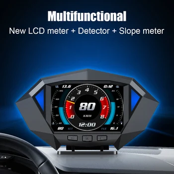 Автомобилен цифров скоростомер наклон метър наклон метър OBD2 GPS двойна система P1 кола HUD дисплей главата нагоре дисплей