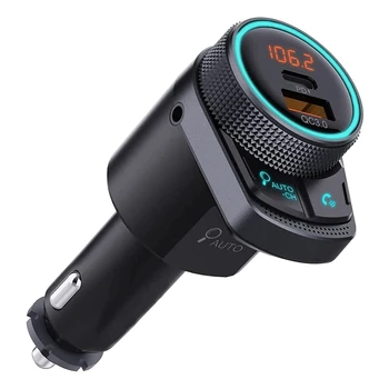 Bluetooth 5.1 Car FM предавател Безжичен автомобилен радио адаптер 20W PD тип C & QC3.0 бързо зарядно LED дисплей поддържа Siri