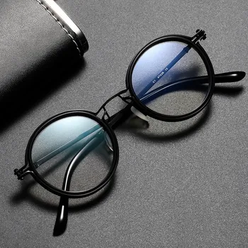 Реколта кръгли очила рамка анти-синя светлина обектив за мъже метална рамка очила очила gafas de sol очила обикновени очила