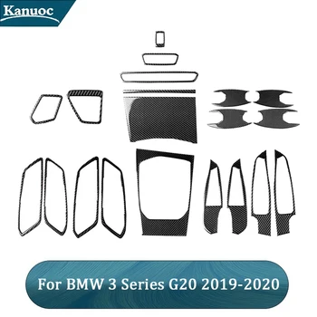 Carbon Fiber Черни стикери Cover Trim за BMW Серия 3 G20 G28 325Ii 330D 335 2019-2020 Интериорни декоративни аксесоари за автомобили