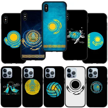 син Казахстански флаг Sun телефон капак случай за iPhone 15 14 13 12 Mini 11 Pro XS Max X XR 7 8 Plus + 15+ мека обвивка