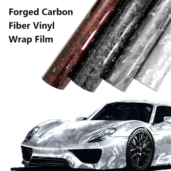 Най-новите високо гланцово черно синьо сребро червено ковани въглеродни влакна винил обвивам филм лепило мотоциклет скутер кола Decal опаковане