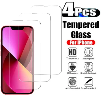 4Pcs закалено стъкло за iPhone 15 14 13 12 11 Pro Max 15 14 Plus 12 13 мини екран протектор стъкло