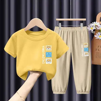 Лятна тънка детска тениска с къс ръкав с къс ръкав Комплект от две части Красив за носене Модерен T