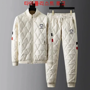 WZRY голф костюм мъжки зимни корейски мода случайни спортни якета комплект открит топло памучно яке + спортни панталони 2-парче комплект