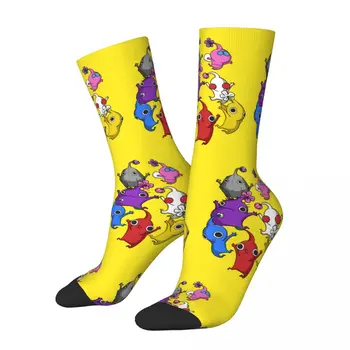 Funny Jumping Pikmin Skateboard Socks Polyester Middle Tube Socks for Unisex