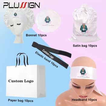 Персонализирано лого 50Pcs/Lot Edges Melt Band For Lace Wig Satin Wig Storage Bag Paper Wig Bag Handbag Silk Bonnet Night Sleeping Cap