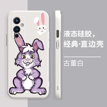 Сладък зайци Течен силиконов калъф за телефон за OnePlus 9RT 10R 10T 11R ACE Pro 2V Nord 2T N10 N20 SE N100 N200 N300 CE 2 3 Lite 5G