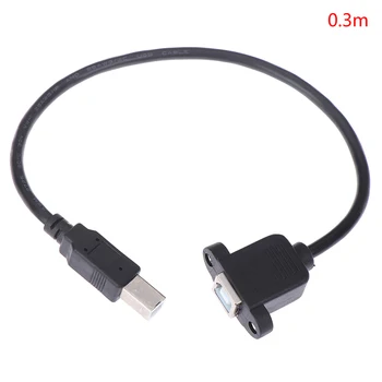 USB 2.0 тип B мъжки към тип B женски удължителен кабел за принтер с отвор за винт за монтиране на панел 30cm