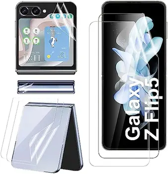 2 Комплект Pellicola Protettivo Хидрогел за Samsung Galaxy Z Flip 5 TPU Pellicola Protezione Posteriore+Anteriore+Cerniera