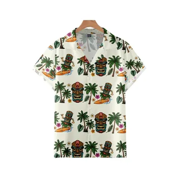 Летни ваканции Мъжки ризи с щампа с яка Мъжки хавайски риза с къс ръкав Върхове Облекло