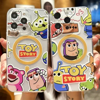 Disney Toy Story Ясен калъф за телефон за iPhone 15 14 11 Pro Max 13 12 Mini XR XS X 8 7 6 6S Plus SE 2020 Магнитен капак Magsafe