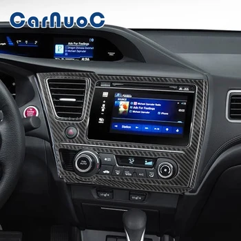 Car въглеродни влакна стикер център навигация контролен панел декоративни капак тапицерия за Honda Civic 2014 2015 интериорни аксесоари