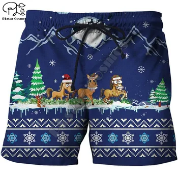 PLstar Cosmos Весела Коледа Дядо Коледа 3D печатни мода мъже/жени летни случайни цветни шорти плаж къси панталони стил-62