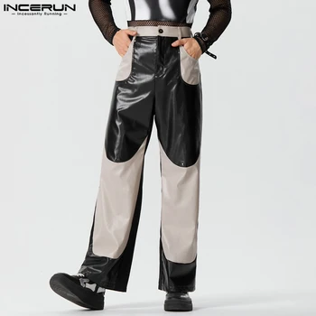 INCERUN 2023 Стилен горещ продажба мъжки панталони снаждане деконструирани дизайн панталони контрастен цвят случайни гореща продажба Pantalons S-5XL